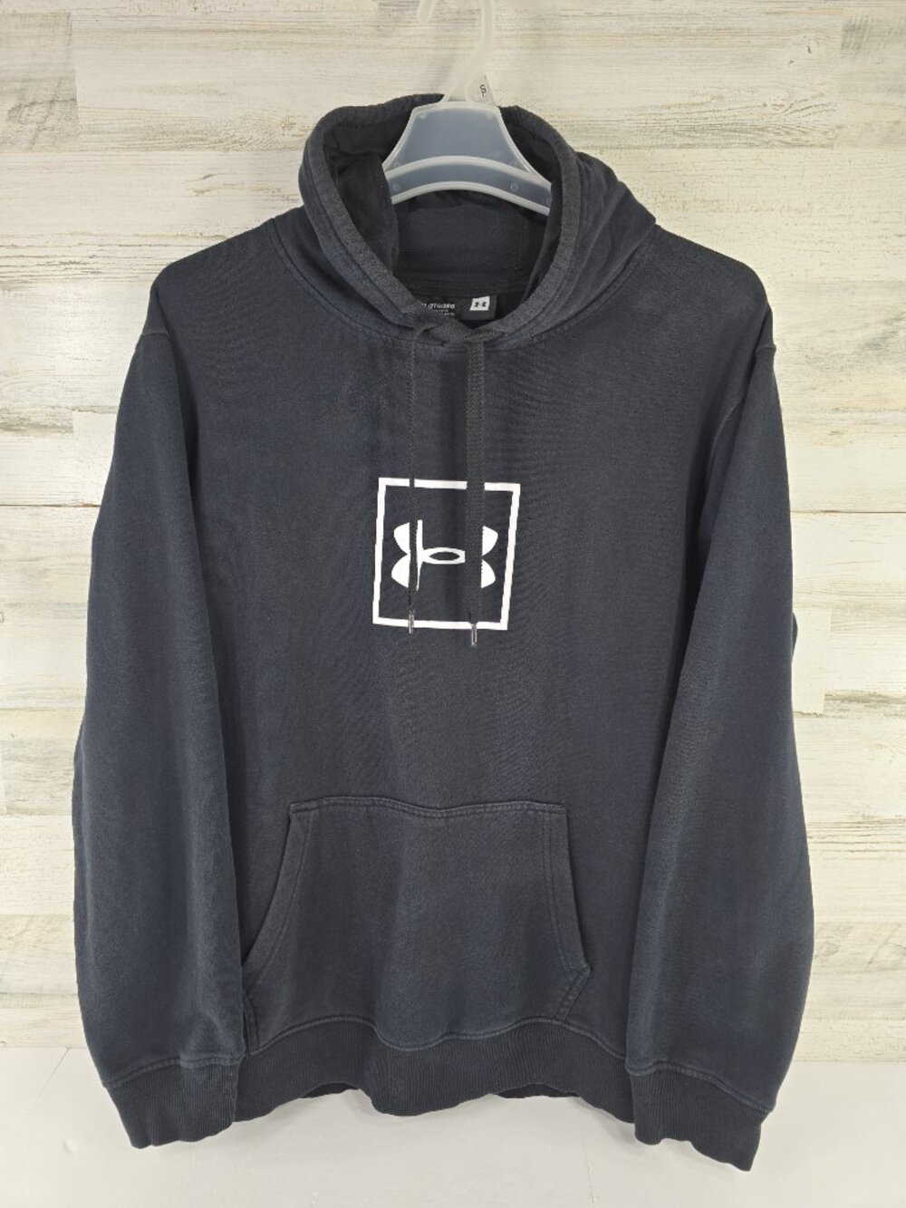 UNDER ARMOUR Black HOODIE Graphic Print LOGO Men's Size XXL 2XL COTTON POLYESTER